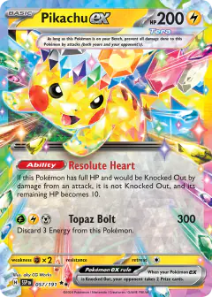 Pikachu ex Double Rare card from Surging Sparks