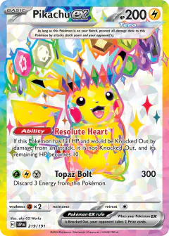 Pikachu ex Ultra Rare card from Surging Sparks