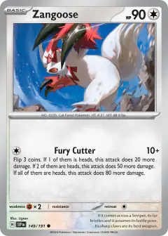 Zangoose Common card from Surging Sparks