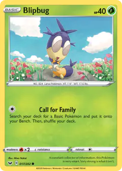 Blipbug Common card from Sword & Shield Base