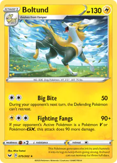 Boltund Rare Holo card from Sword & Shield Base