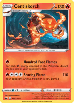Centiskorch Rare card from Sword & Shield Base