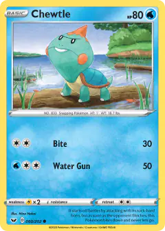 Chewtle Common card from Sword & Shield Base