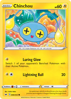 Chinchou Common card from Sword & Shield Base
