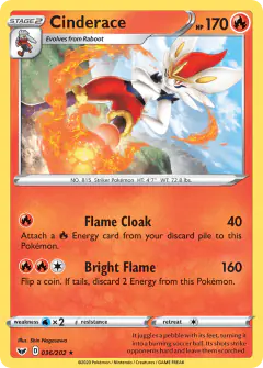 Cinderace Rare card from Sword & Shield Base
