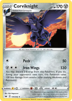 Corviknight Rare card from Sword & Shield Base
