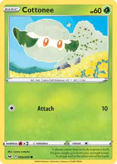 Cottonee Common card from Sword & Shield Base