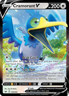 Cramorant V Rare Holo V card from Sword & Shield Base