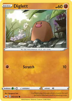 Diglett Common card from Sword & Shield Base