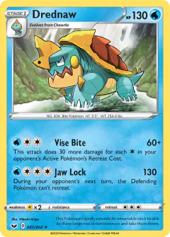 Drednaw Rare card from Sword & Shield Base