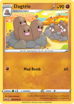 Dugtrio Uncommon card from Sword & Shield Base