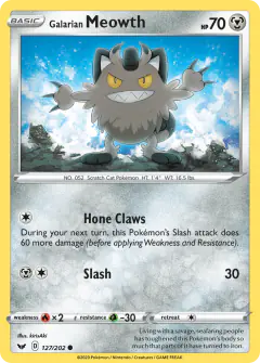 Galarian Meowth Common card from Sword & Shield Base