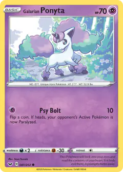 Galarian Ponyta Common card from Sword & Shield Base