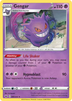 Gengar Rare Holo card from Sword & Shield Base