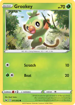 Grookey Common card from Sword & Shield Base