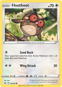 Hoothoot Common card from Sword & Shield Base