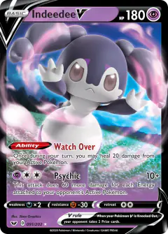 Indeedee V Rare Holo V card from Sword & Shield Base