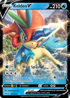 Keldeo V Rare Holo V card from Sword & Shield Base