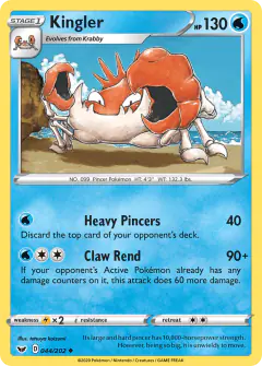 Kingler Uncommon card from Sword & Shield Base