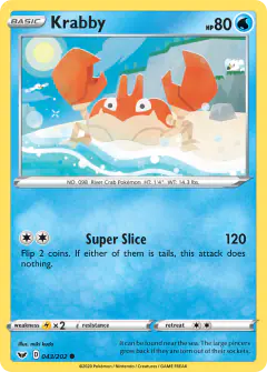 Krabby Common card from Sword & Shield Base