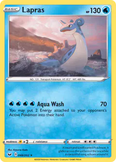 Lapras Rare card from Sword & Shield Base