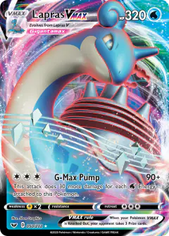Lapras VMAX Rare Holo VMAX card from Sword & Shield Base