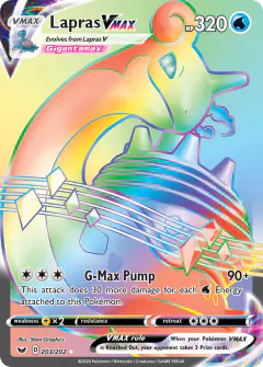 Lapras VMAX Rare Rainbow card from Sword & Shield Base
