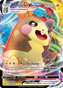 Morpeko VMAX Rare Holo VMAX card from Sword & Shield Base