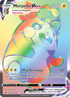 Morpeko VMAX Rare Rainbow card from Sword & Shield Base