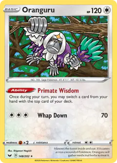 Oranguru Rare Holo card from Sword & Shield Base