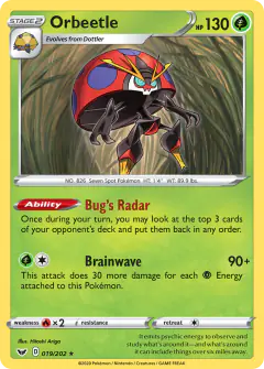 Orbeetle Rare card from Sword & Shield Base