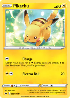 Pikachu Common card from Sword & Shield Base