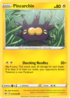 Pincurchin Common card from Sword & Shield Base