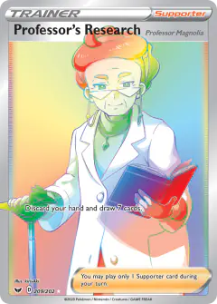 Professor's Research (Professor Magnolia) Rare Rainbow card from Sword & Shield Base