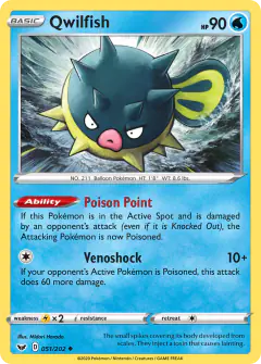 Qwilfish Uncommon card from Sword & Shield Base