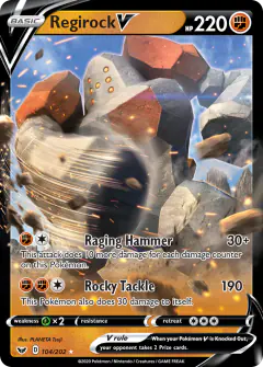 Regirock V Rare Holo V card from Sword & Shield Base