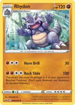 Rhydon Uncommon card from Sword & Shield Base
