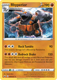 Rhyperior Rare Holo card from Sword & Shield Base
