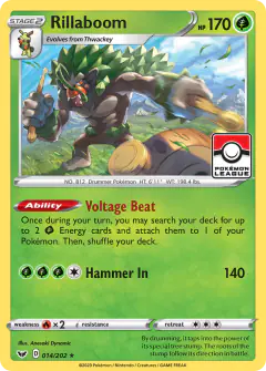 Rillaboom Rare Holo card from Sword & Shield Base