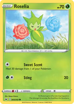 Roselia Common card from Sword & Shield Base
