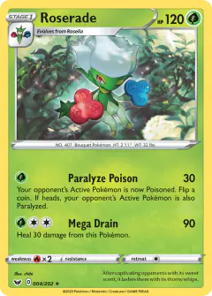 Roserade Rare card from Sword & Shield Base