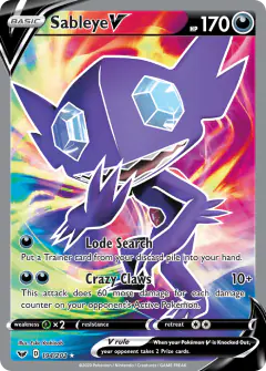Sableye V Rare Ultra card from Sword & Shield Base