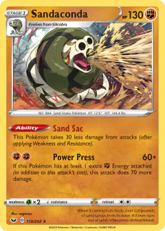 Sandaconda Rare Holo card from Sword & Shield Base