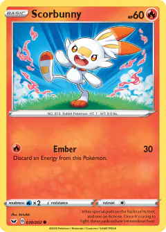 Scorbunny Common card from Sword & Shield Base