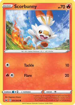 Scorbunny Common card from Sword & Shield Base