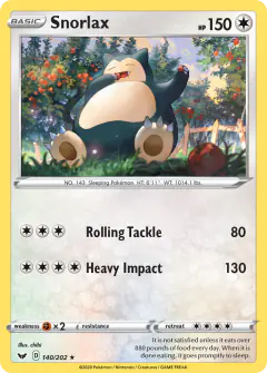 Snorlax Rare card from Sword & Shield Base