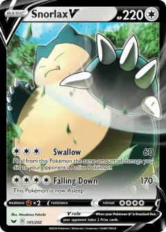 Snorlax V Rare Holo V card from Sword & Shield Base