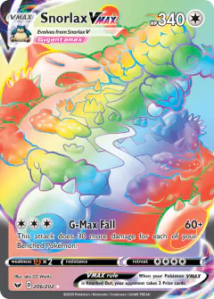 Snorlax VMAX Rare Rainbow card from Sword & Shield Base