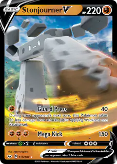 Stonjourner V Rare Holo V card from Sword & Shield Base