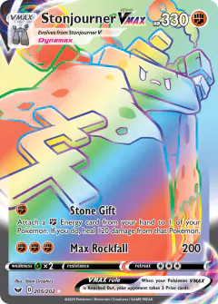 Stonjourner VMAX Rare Rainbow card from Sword & Shield Base